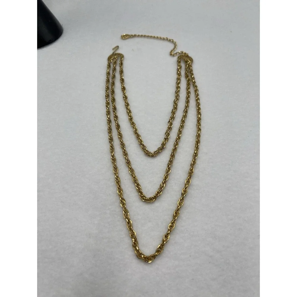 Vintage Gold Tone‎ Three Tier Rope Necklace